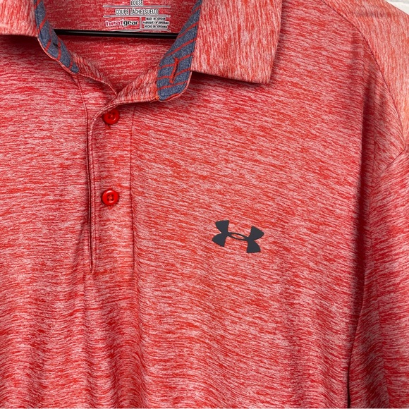 UNDER ARMOUR Loose Heat Gear Orange Men's Polo Shirt size medium - Picture 3 of 6